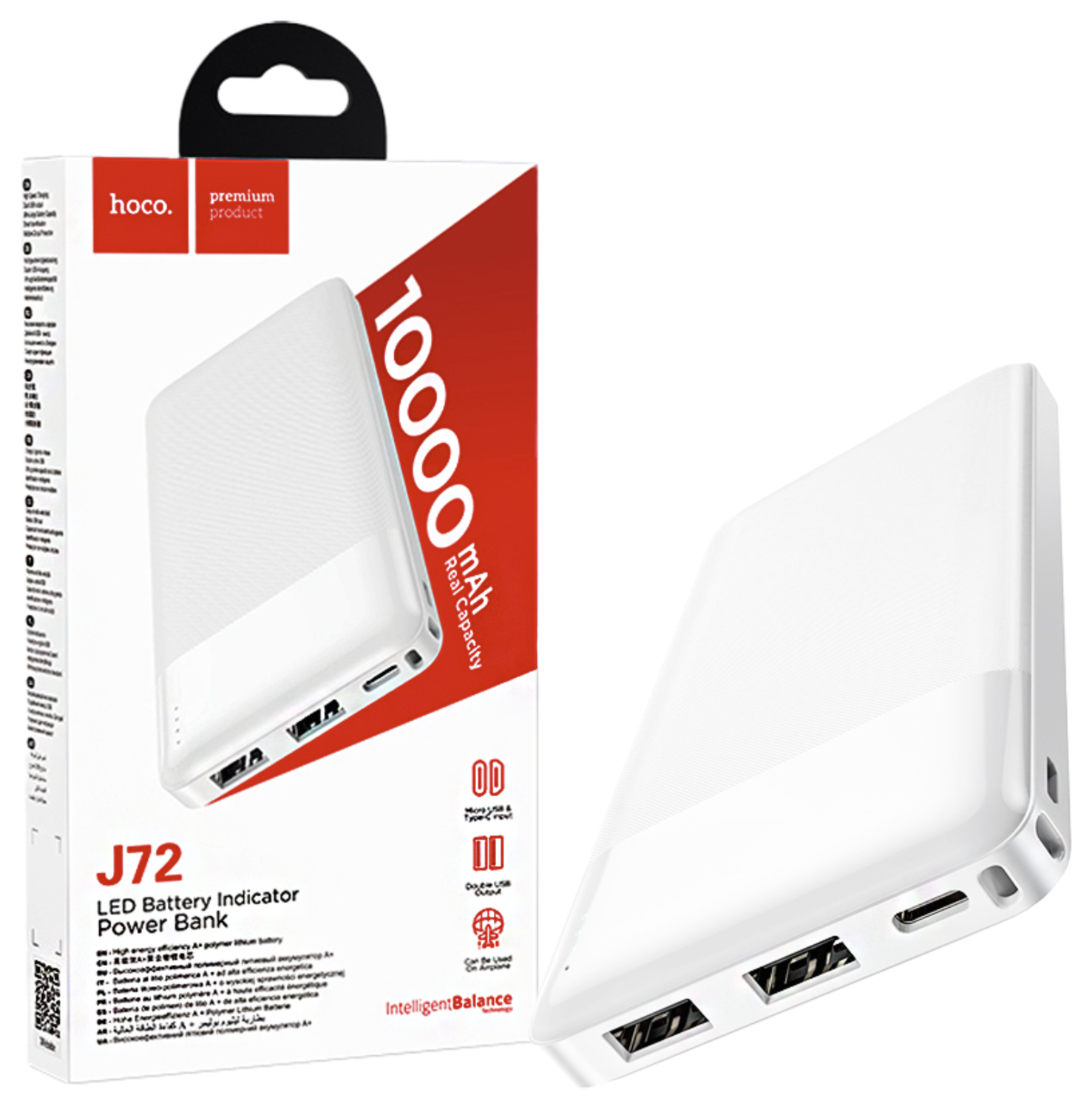 Hoco J72 Compacte Powerbank 10.000mAh 2A met Digitale Display Wit afbeelding 3