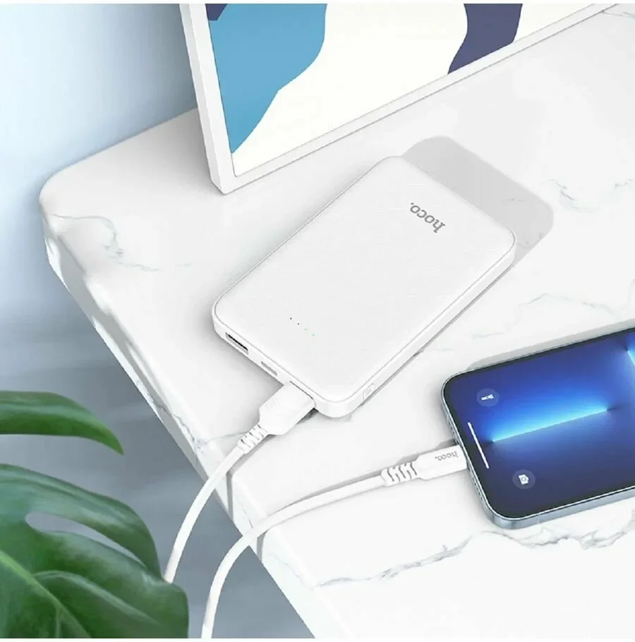 Hoco J93 Compacte USB Powerbank 10000mAh 2.1A Wit afbeelding 3