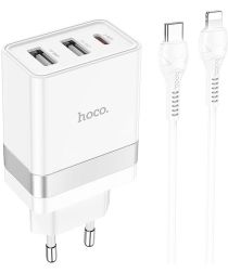 HocoN21 30W Fast Charge Adapter + USB-C naar Lightning Kabel 1M Wit