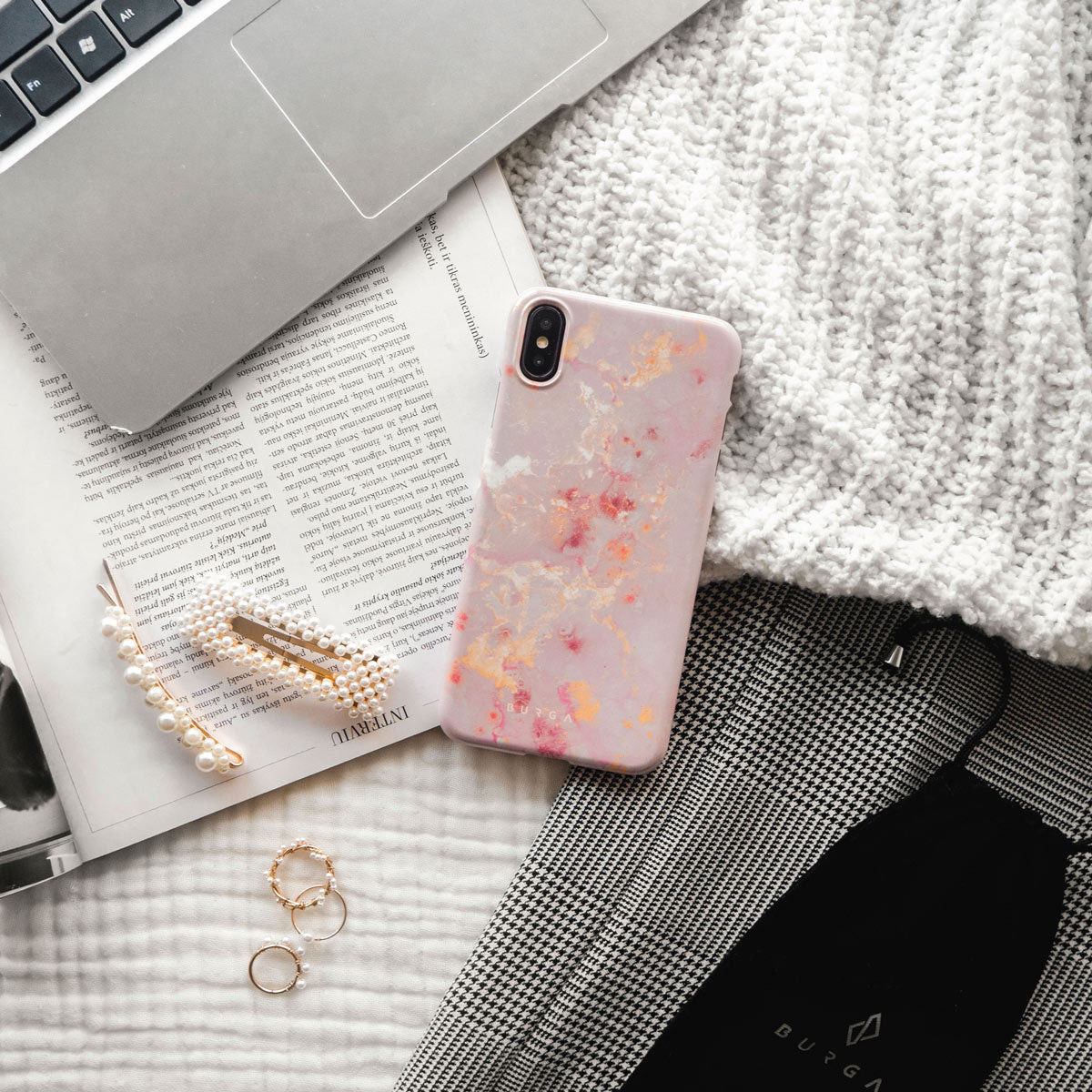 Burga Tough Case Samsung Galaxy S23 Hoesje Golden Coral Print afbeelding 6