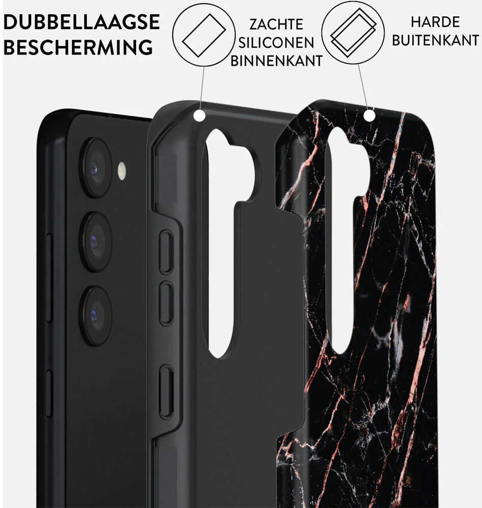 Burga Tough Case Samsung Galaxy S23 Plus Hoesje Rose Gold Marble afbeelding 2