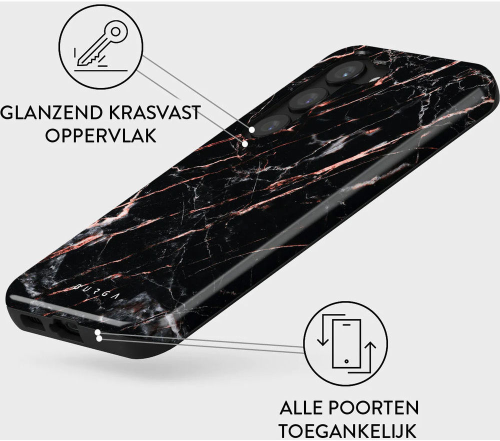 Burga Tough Case Samsung Galaxy S23 Plus Hoesje Rose Gold Marble afbeelding 4