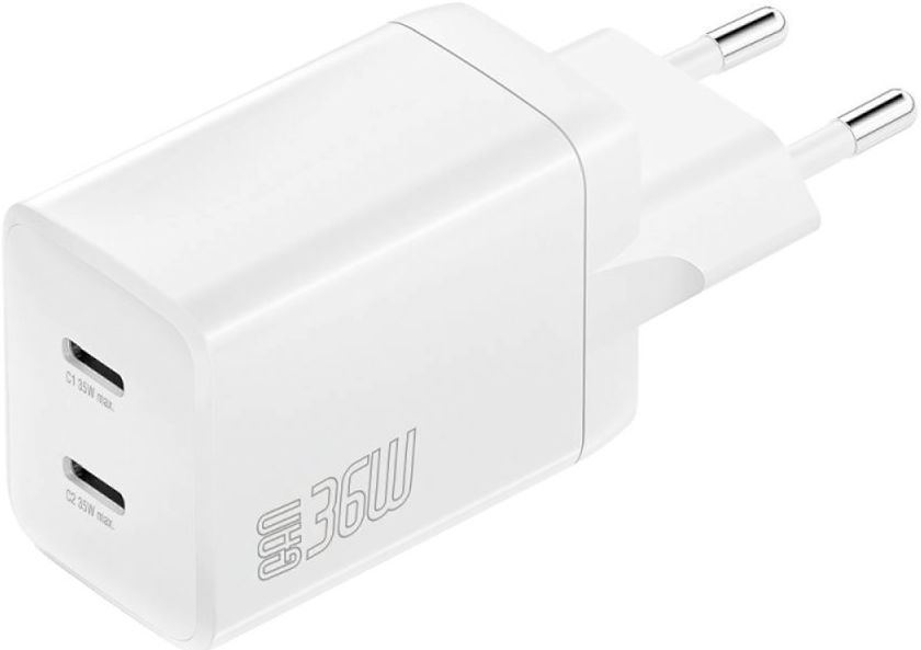 4smarts PD Plug Dual USB-C GaN Snellader 36W Quick Charge Adapter Wit afbeelding 1