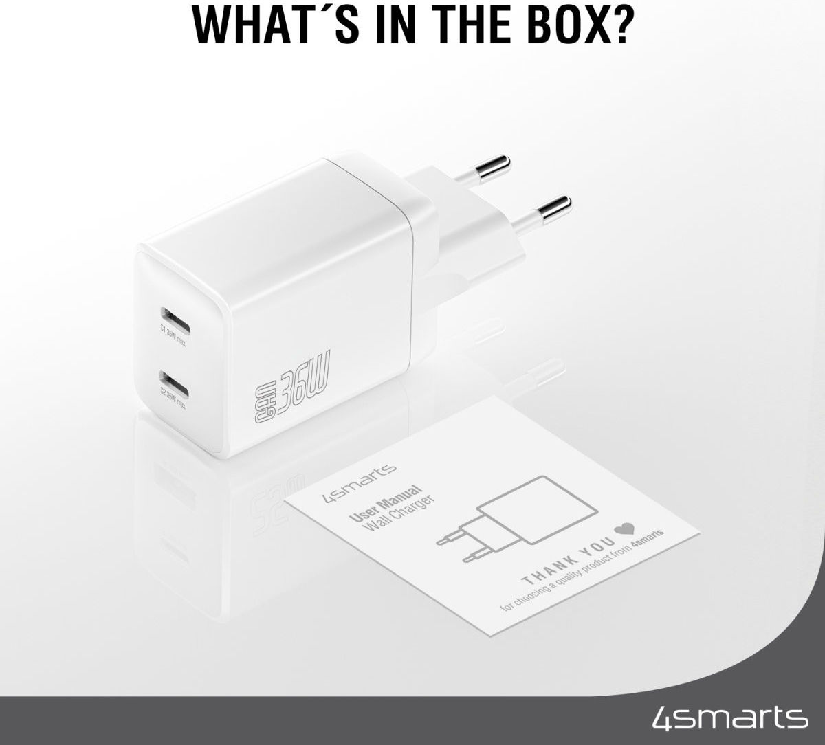 4smarts PD Plug Dual USB-C GaN Snellader 36W Quick Charge Adapter Wit afbeelding 9