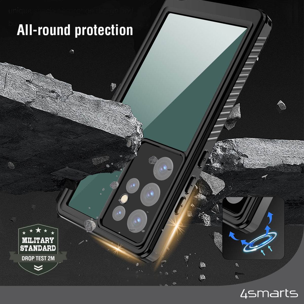 4smarts Active Pro STARK Samsung S23 Ultra Hoesje Waterdicht Zwart afbeelding 5