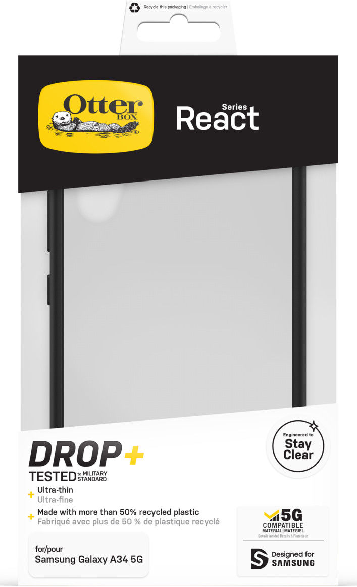 OtterBox React Samsung Galaxy A34 Hoesje Back Cover Transparant Zwart afbeelding 5
