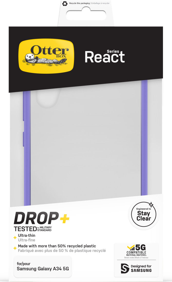 OtterBox React Samsung Galaxy A34 Hoesje Back Cover Transparant Paars afbeelding 5