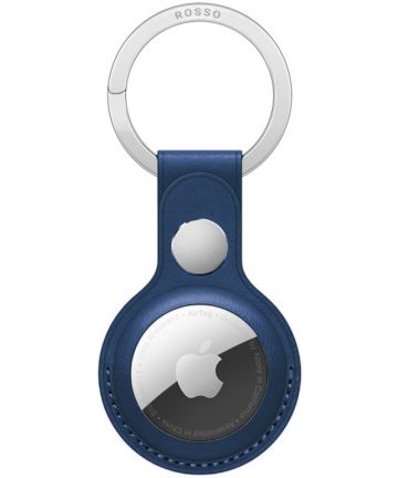 Rosso Element Apple AirTag Sleutelhanger Kunstleer Hoesje Blauw Hoesjes
