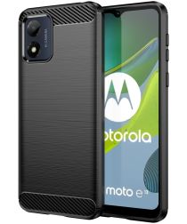 Motorola Moto E13 Hoesje Geborsteld TPU Flexibele Back Cover Zwart
