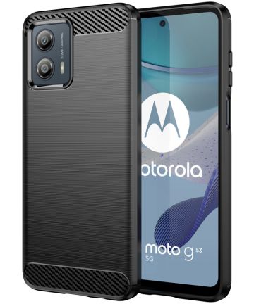 Motorola Moto G53 Hoesje Geborsteld TPU Flexibele Back Cover Zwart Hoesjes