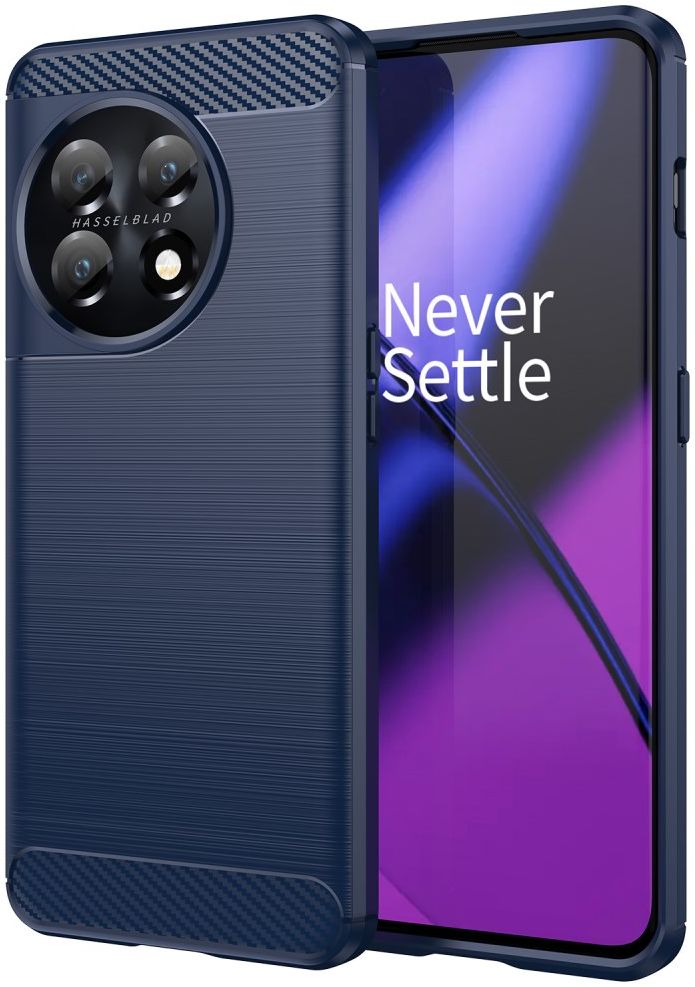 OnePlus 11 Hoesje Geborsteld TPU Flexibele Back Cover Blauw afbeelding 1