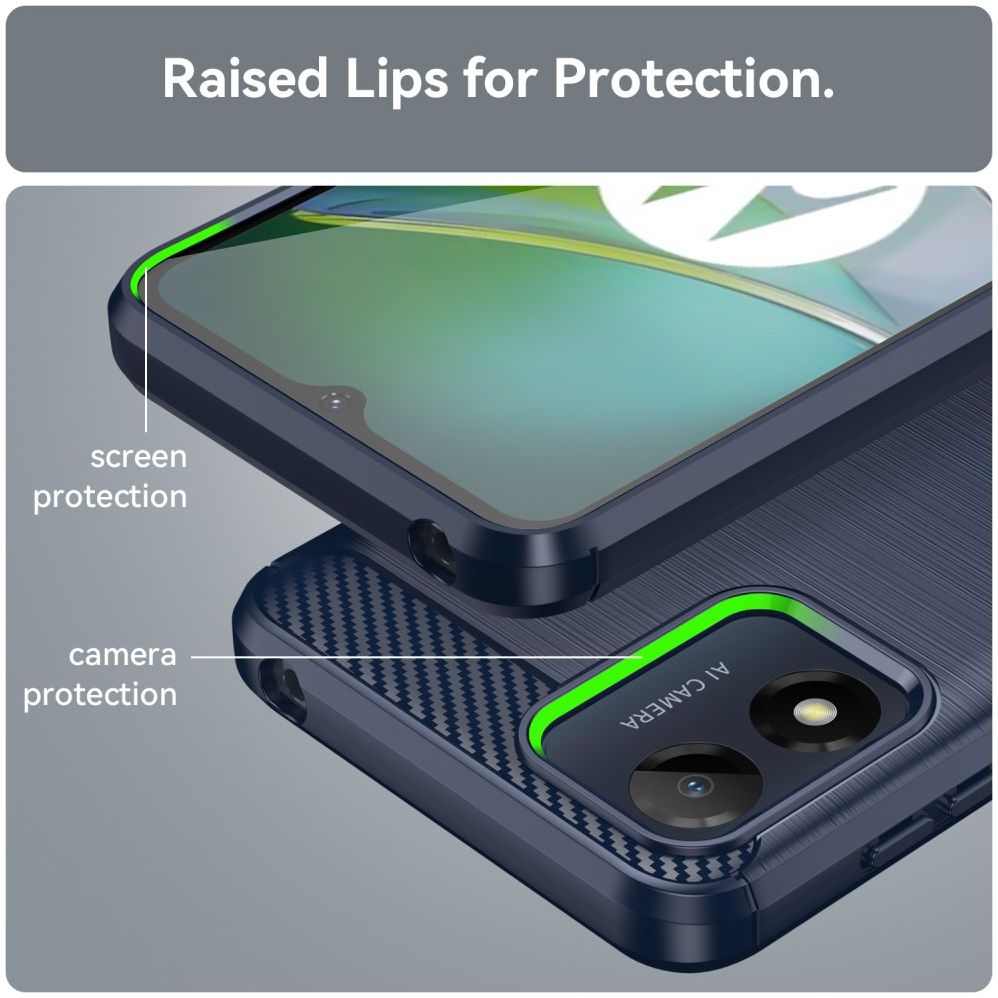 Motorola Moto E13 Hoesje Geborsteld TPU Flexibele Back Cover Blauw afbeelding 7