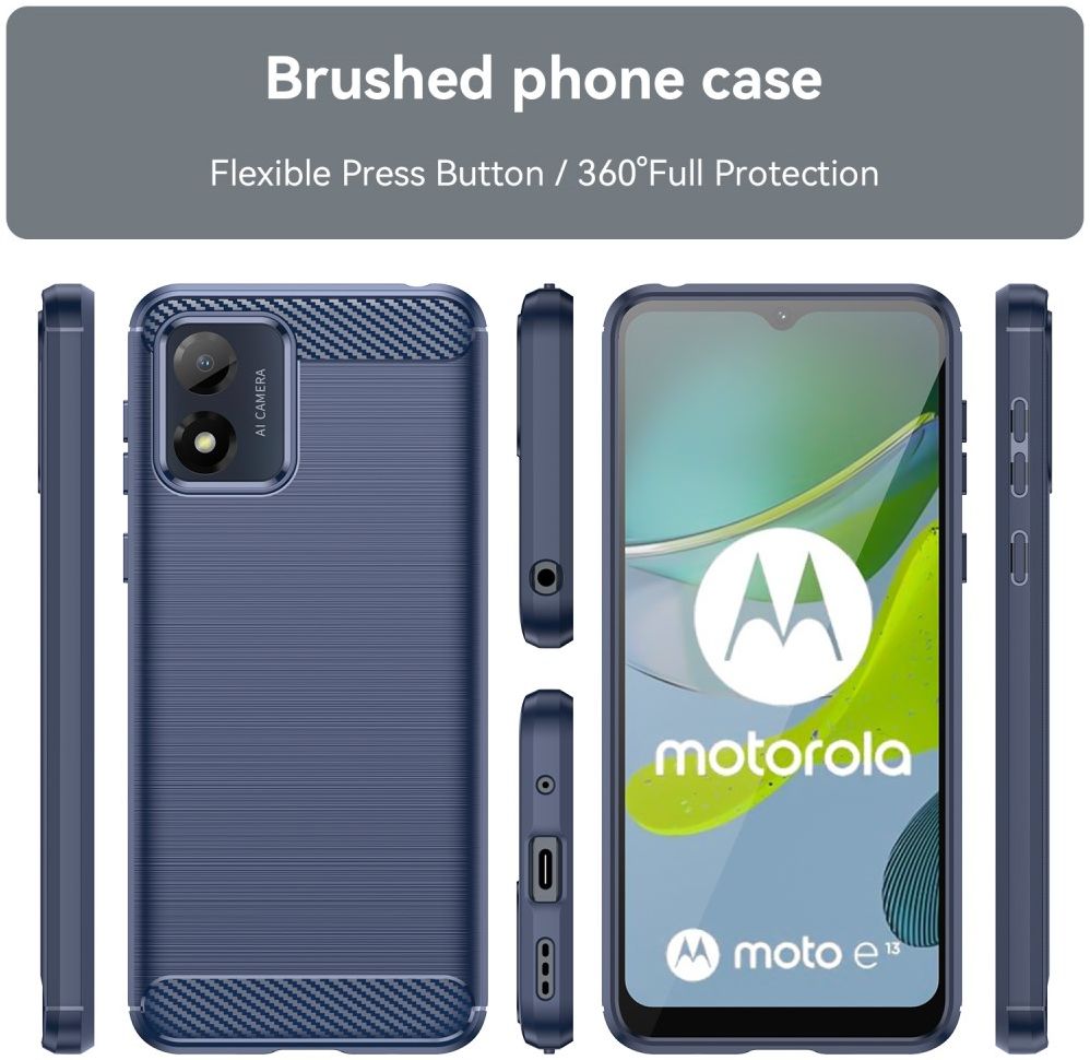 Motorola Moto E13 Hoesje Geborsteld TPU Flexibele Back Cover Blauw afbeelding 8