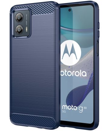 Motorola Moto G53 Hoesje Geborsteld TPU Flexibele Back Cover Blauw Hoesjes