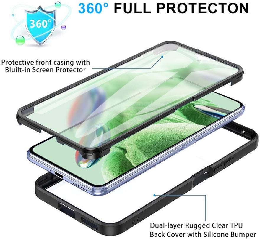 Xiaomi Redmi Note 12 5G / Poco X5 Hoesje Full Protect 360° Cover Zwart afbeelding 8