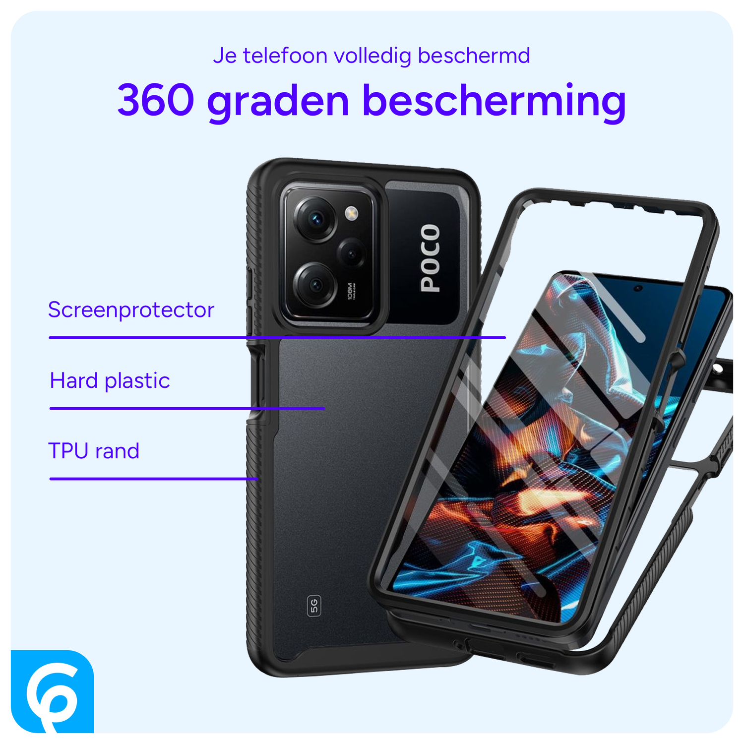 Xiaomi Redmi Note 12 Pro 5G / Poco X5 Pro Hoesje Full Protect 360° Zwart afbeelding 4