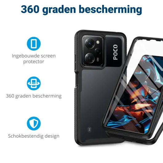 Xiaomi Redmi Note 12 Pro 5G / Poco X5 Pro Hoesje Full Protect 360° Zwart afbeelding 2