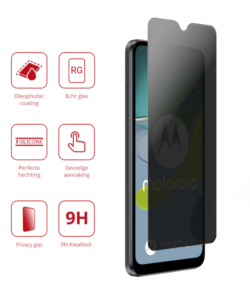 Rosso Motorola Moto E13 9H Tempered Glass Screen Protector Privacy afbeelding 2