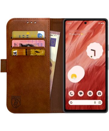 Rosso Element Google Pixel 7a Hoesje Book Cover Wallet Bruin Hoesjes