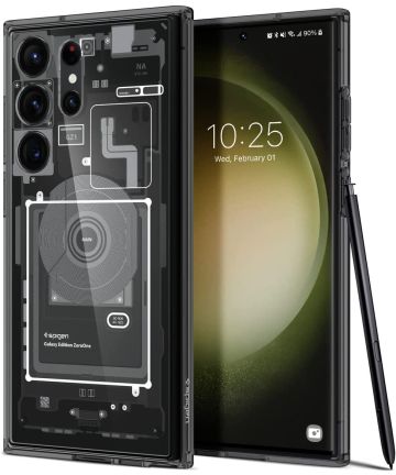 Spigen Ultra Hybrid Zero One Samsung Galaxy S23 Ultra Hoesje Grijs Hoesjes