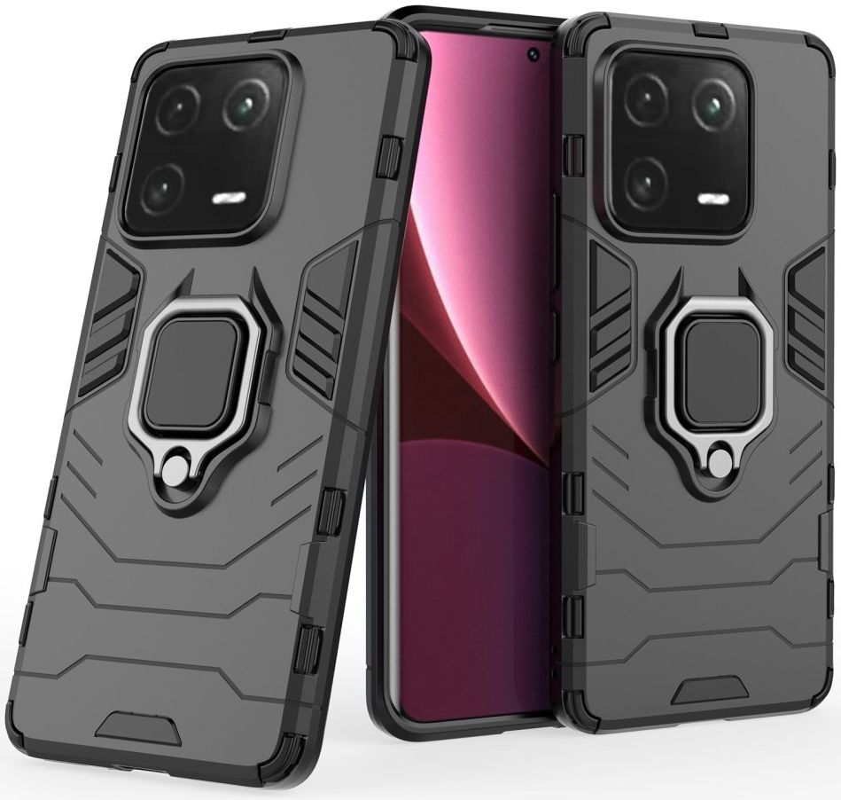 Xiaomi 13 Pro Hoesje met Magnetische Kickstand Ring Zwart afbeelding 2
