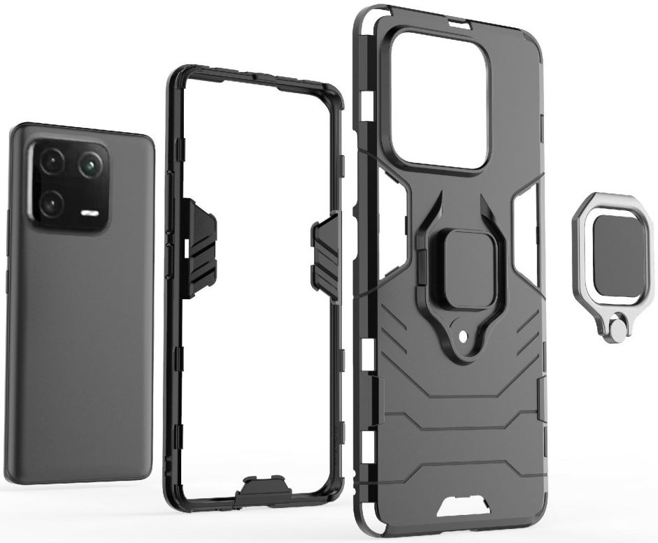 Xiaomi 13 Pro Hoesje met Magnetische Kickstand Ring Zwart afbeelding 5