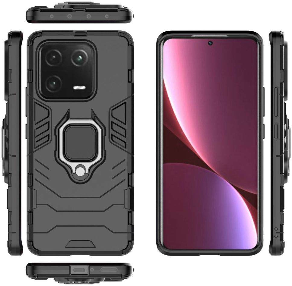 Xiaomi 13 Pro Hoesje met Magnetische Kickstand Ring Zwart afbeelding 7
