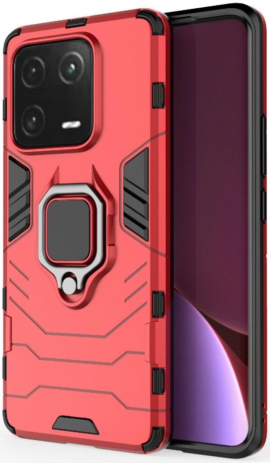 Xiaomi 13 Pro Hoesje met Magnetische Kickstand Ring Rood afbeelding 1