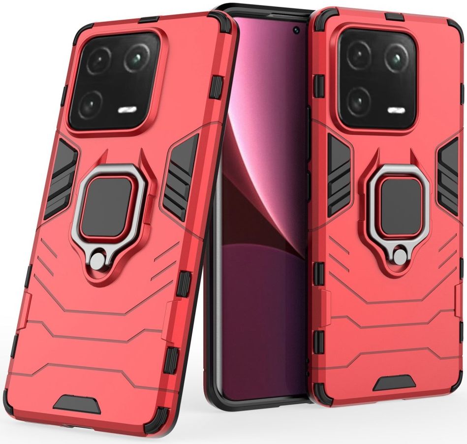 Xiaomi 13 Pro Hoesje met Magnetische Kickstand Ring Rood afbeelding 2