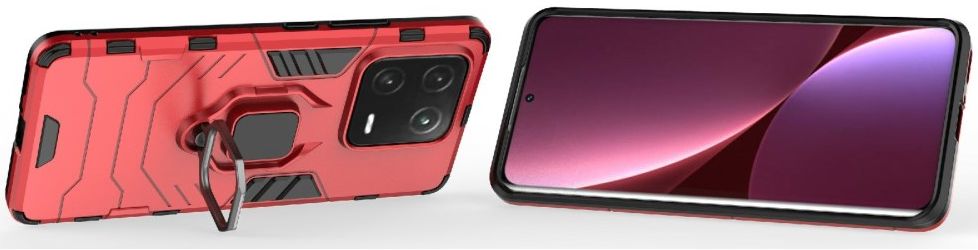 Xiaomi 13 Pro Hoesje met Magnetische Kickstand Ring Rood afbeelding 3