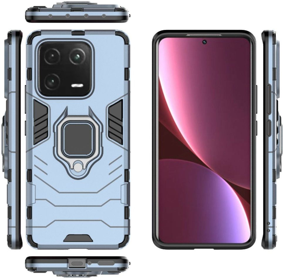 Xiaomi 13 Pro Hoesje met Magnetische Kickstand Ring Blauw afbeelding 5