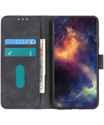 KHAZNEH Samsung Galaxy A54 Hoesje Retro Wallet Book Case Zwart Hoesjes