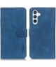 KHAZNEH Samsung Galaxy A34 Hoesje Retro Wallet Book Case Blauw