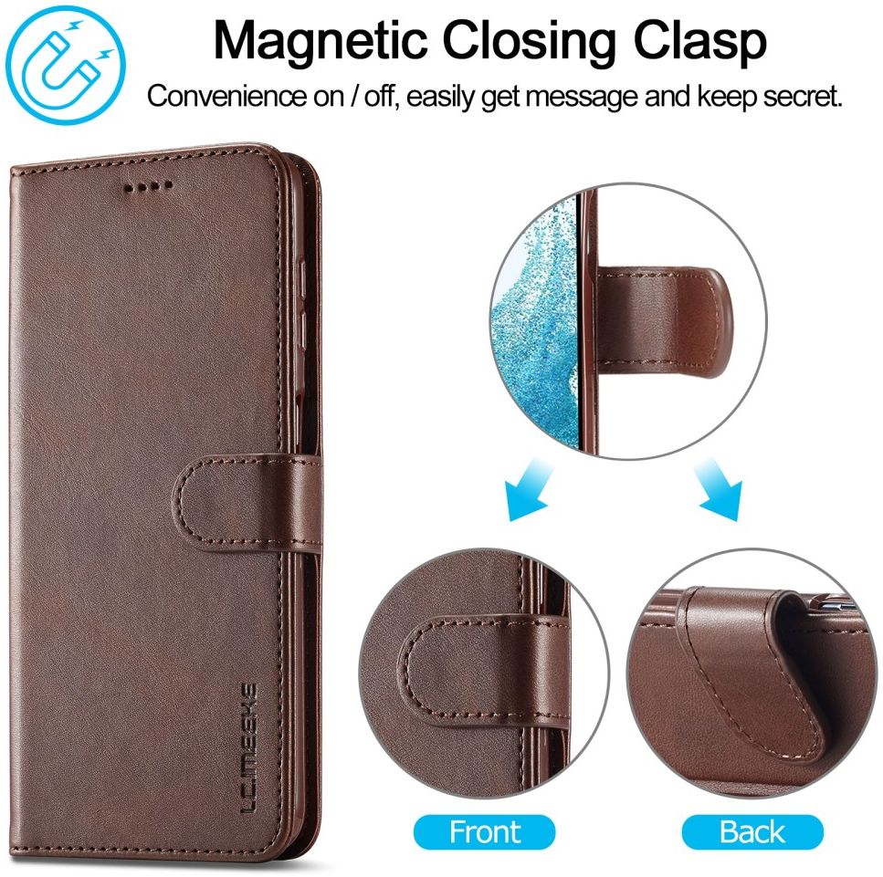LC.IMEEKE Samsung Galaxy A54 Hoesje Portemonnee Book Case Bruin afbeelding 6