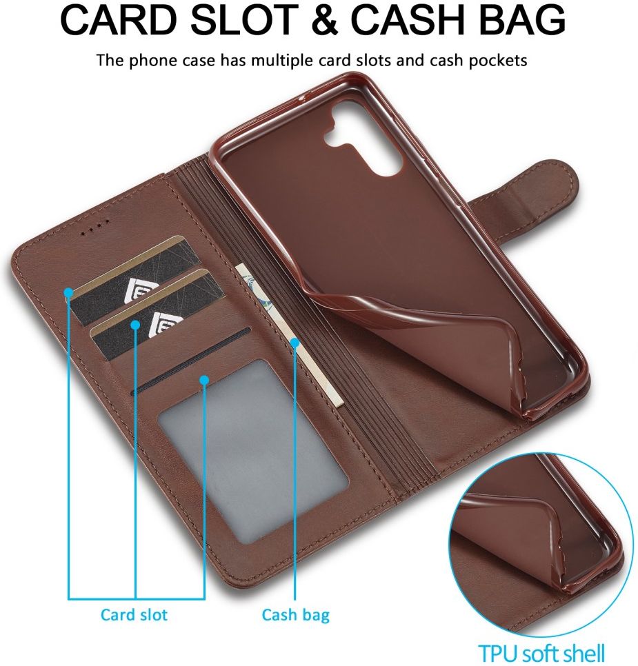 LC.IMEEKE Samsung Galaxy A54 Hoesje Portemonnee Book Case Bruin afbeelding 5