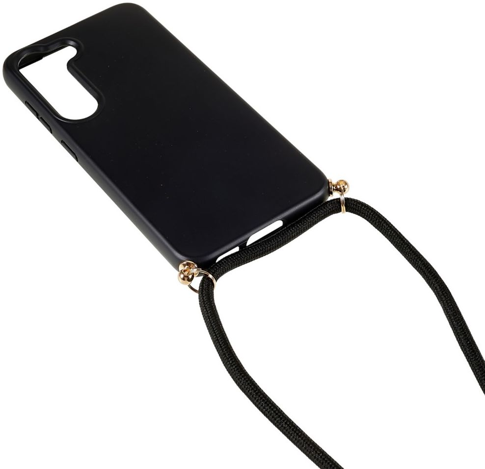 Samsung Galaxy S23 Hoesje Back Cover Flexibel TPU met Koord Zwart afbeelding 3