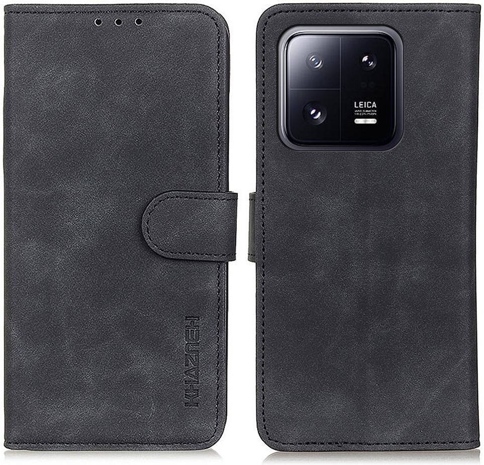 KHAZNEH Xiaomi 13 Pro Hoesje Retro Wallet Book Case Zwart afbeelding 2