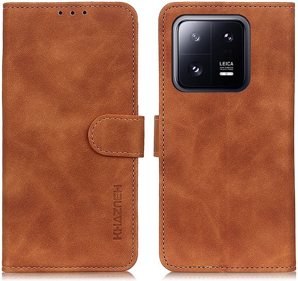 KHAZNEH Xiaomi 13 Pro Hoesje Retro Wallet Book Case Bruin afbeelding 2
