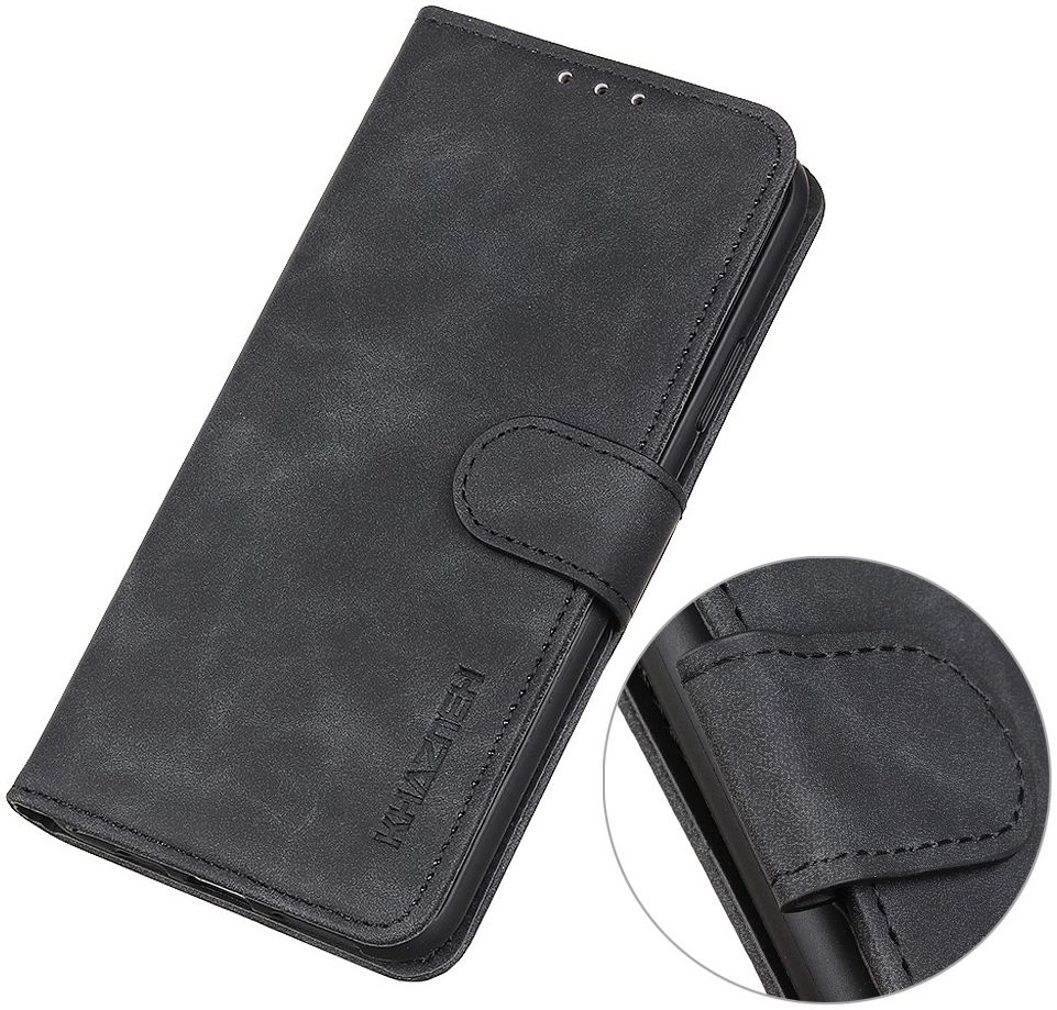 KHAZNEH Motorola Edge 40 Pro Hoesje Retro Wallet Book Case Zwart afbeelding 4