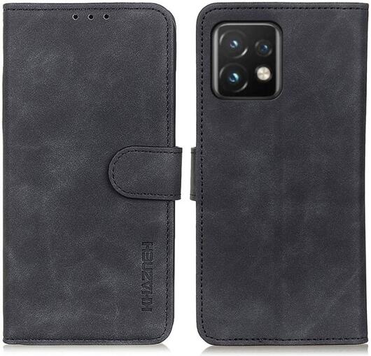 KHAZNEH Motorola Edge 40 Pro Hoesje Retro Wallet Book Case Zwart afbeelding 2