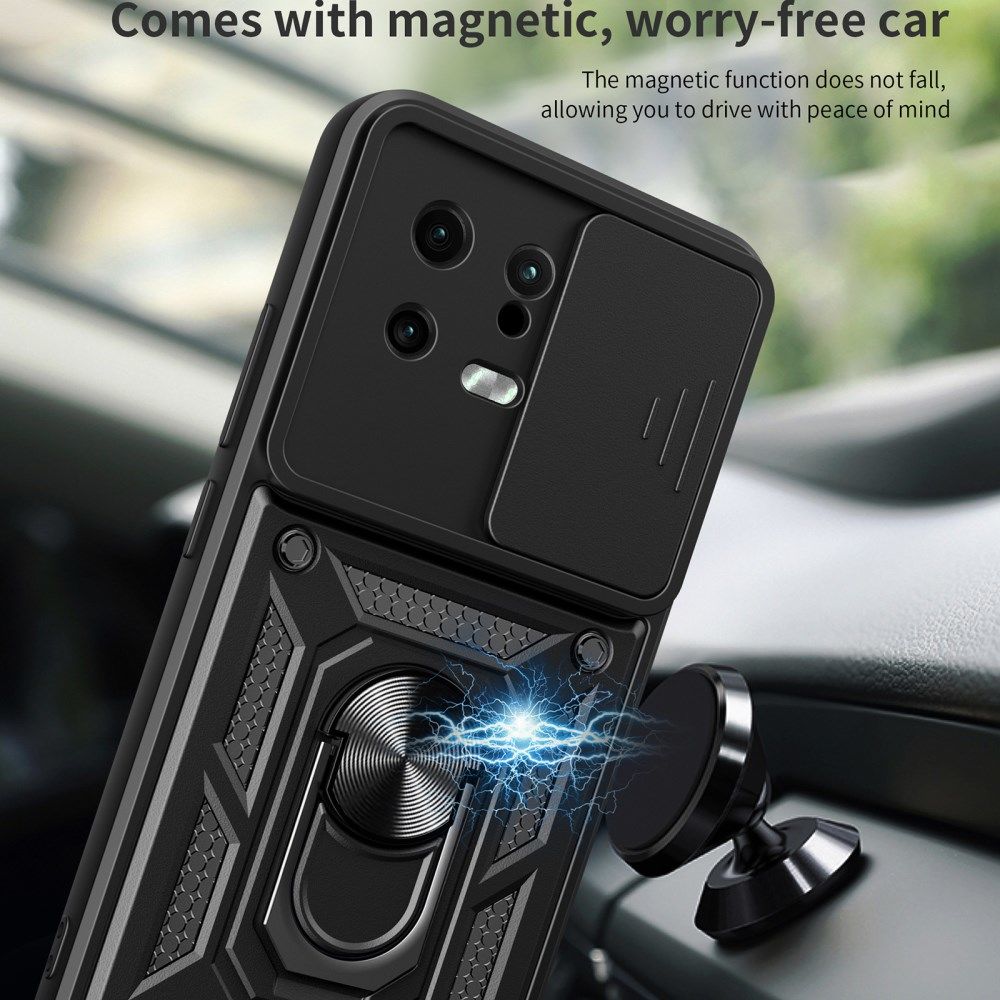 Xiaomi 13 Hoesje met Camera Slider en Kickstand Ring Blauw afbeelding 3