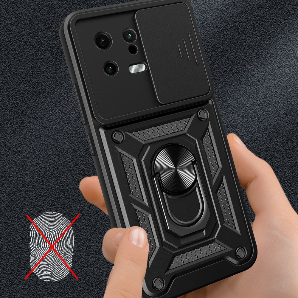 Xiaomi 13 Hoesje met Camera Slider en Kickstand Ring Blauw afbeelding 6
