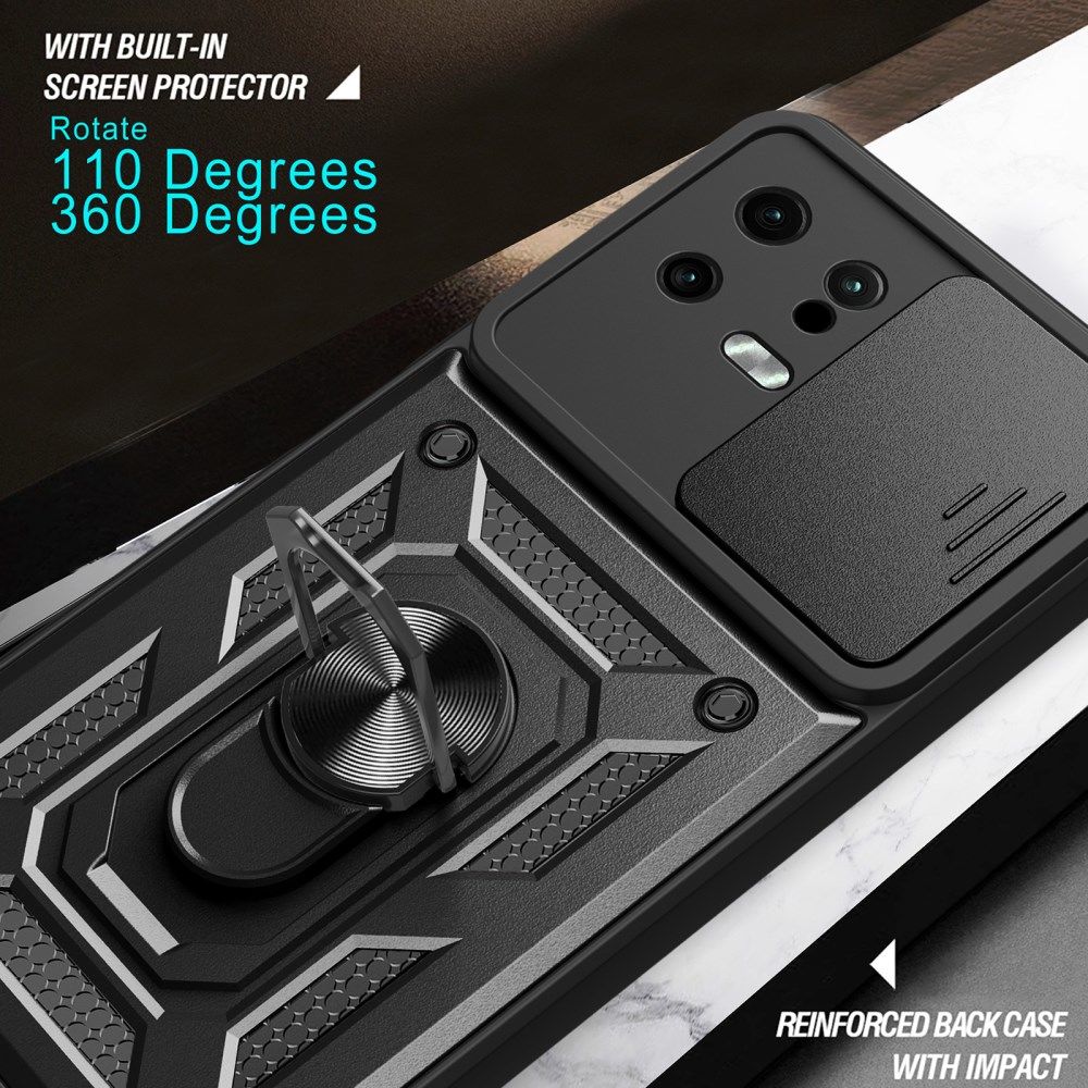 Xiaomi 13 Hoesje met Camera Slider en Kickstand Ring Blauw afbeelding 8