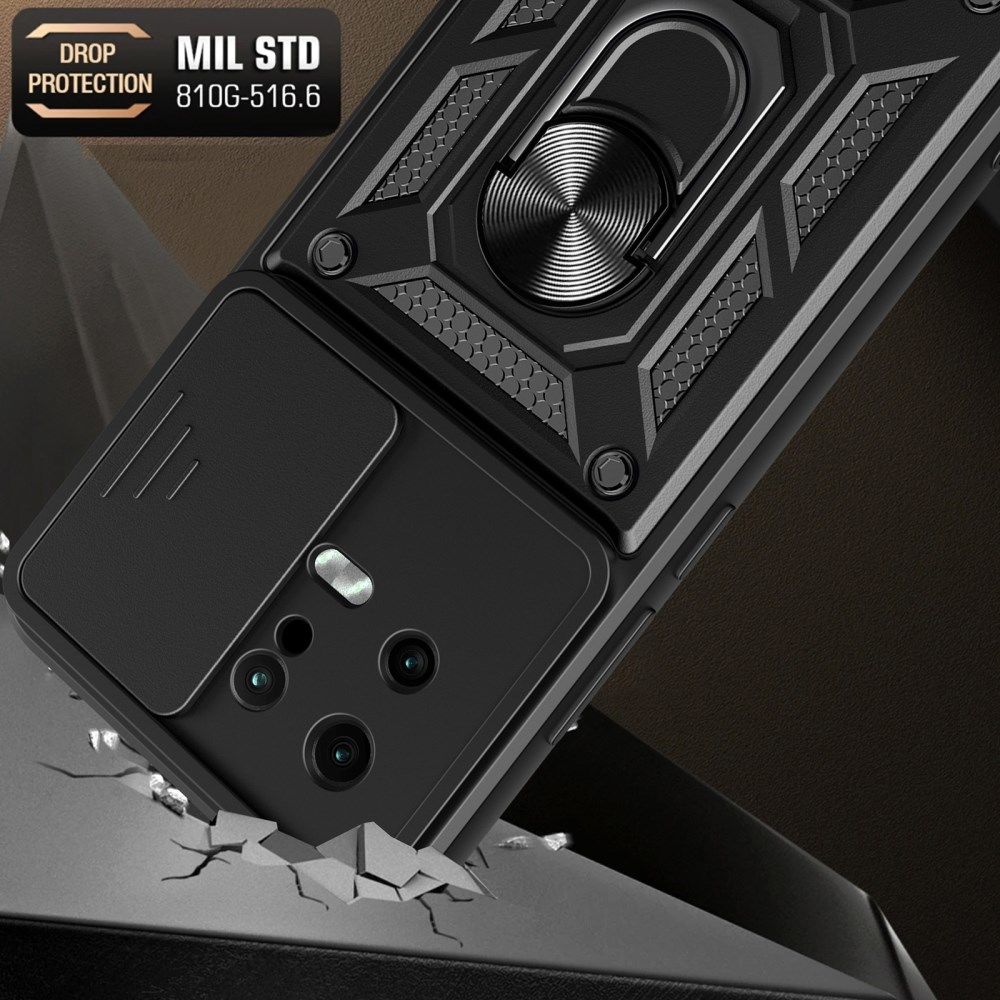 Xiaomi 13 Hoesje met Camera Slider en Kickstand Ring Rood afbeelding 2