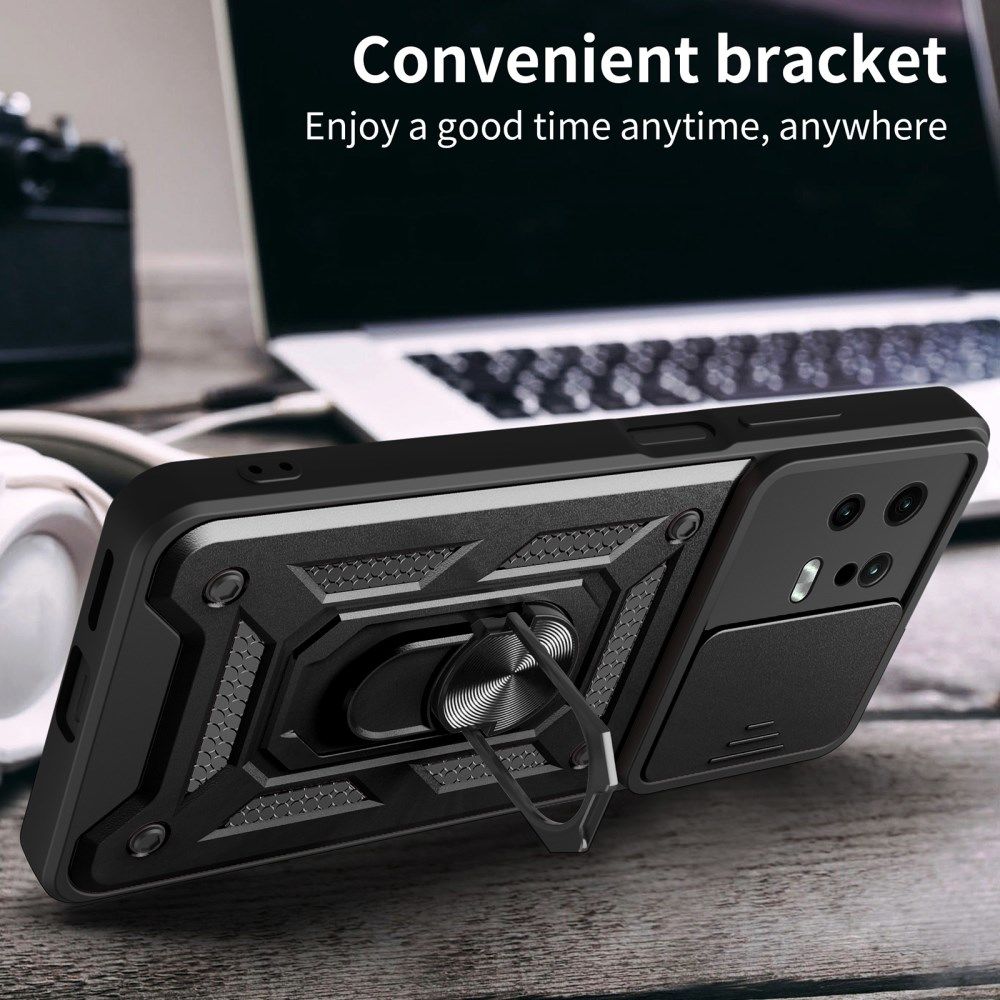 Xiaomi 13 Hoesje met Camera Slider en Kickstand Ring Rood afbeelding 7