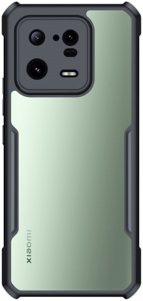 Xiaomi 13 Hoesje Hybride Acryl Back Cover Transparant Zwart afbeelding 1