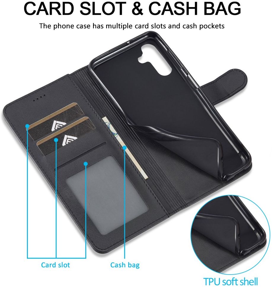 LC.IMEEKE Samsung Galaxy A34 Hoesje Portemonnee Book Case Zwart afbeelding 3