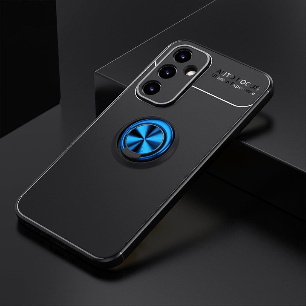 Samsung Galaxy A34 Hoesje met Magnetische Kickstand Ring Zwart Blauw afbeelding 2