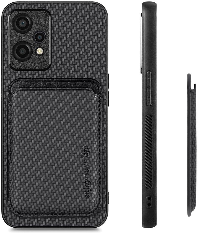 Xiaomi 13 Pro Hoesje Carbon Fiber met Magnetische Kaarthouder Zwart afbeelding 8