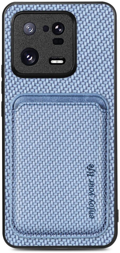 Xiaomi 13 Pro Hoesje Carbon Fiber met Magnetische Kaarthouder Blauw afbeelding 1